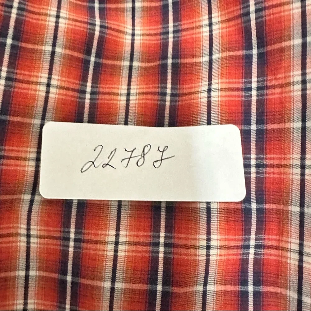 Banana Republic Shirt Mens 15-15.5 M Red Blue Plaid Long Sleeve Button Up Cotton